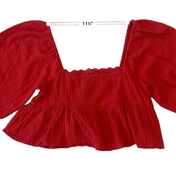 BILLABONG Cross My Heart Puff Sleeve Crop Top Size L - Picture 8 of 9